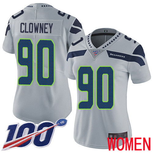 Seattle Seahawks Limited Grey Women Jadeveon Clowney Alternate Jersey NFL Football #90 100th Season Vapor Untouchable->seattle seahawks->NFL Jersey